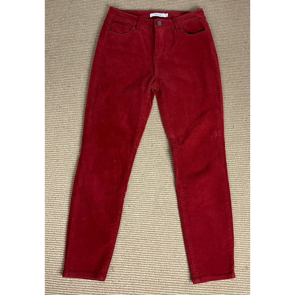 CELLO Juniors Corduroy Red Pants Mid Rise - Size 5